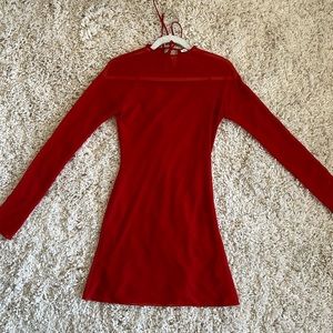 Mirror Palais Sheer Raglan Dress Scarlet